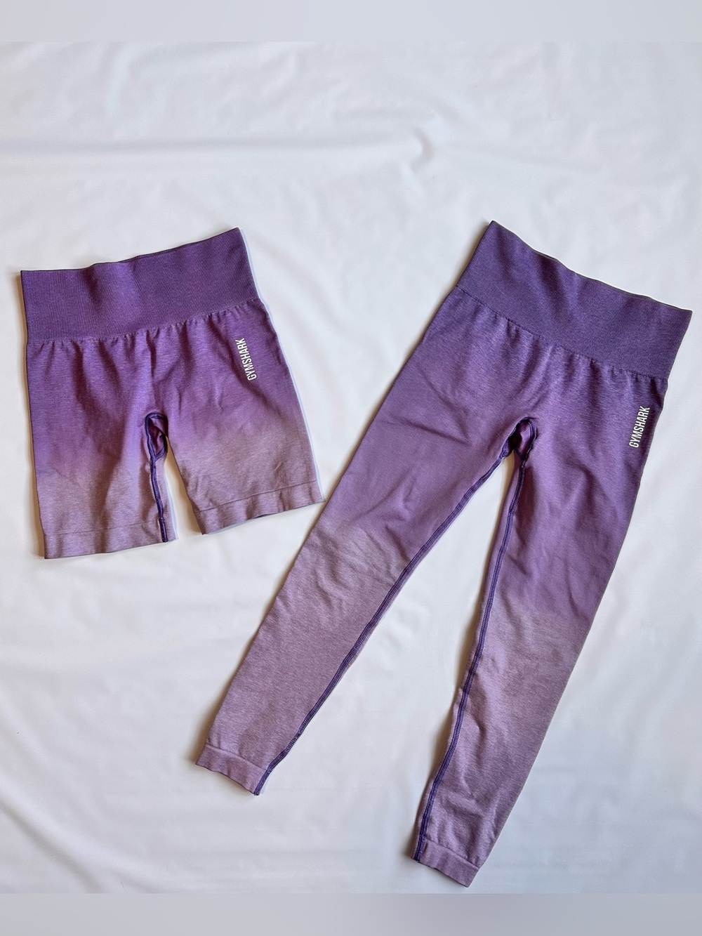 Gymshark Purple Ombre Leggings and Bike Shorts Set